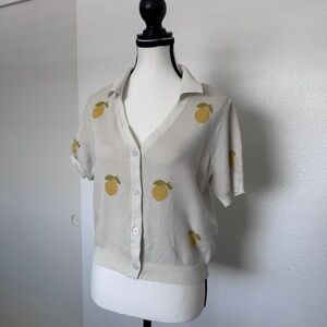 Sadie & Sage Lemon V-Neck Button Sweater Top